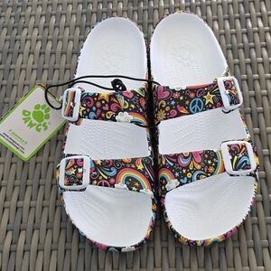 NEW Dawgs Women's Adjustable 2-Strap Sandals - Feeling Groovy Size 8 / 38